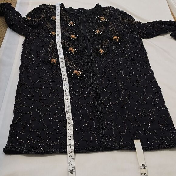 DIANE FREIS Long Sleeve  Silk Beaded and Sequin Evening Open Front Jacke… - Picture 6 of 9